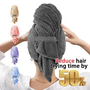 1/4 Pcs Large Size Hair Towel Super Absorbent Hair Drying Towel Microfiber Hair Salon Care Cap Suitable for Long and Thick Curly Hair, Wrapped in Ultra Soft Towel with Elastic Ring, Hair Turban Towel