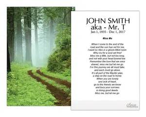 Personalized Memorial Prayer Cards FPC1003EN 2.5" x 4.25" High-Quality Satin Card Stock Optional Lamination for Wake Services Customizable with Name and Optional Lamination for Durability