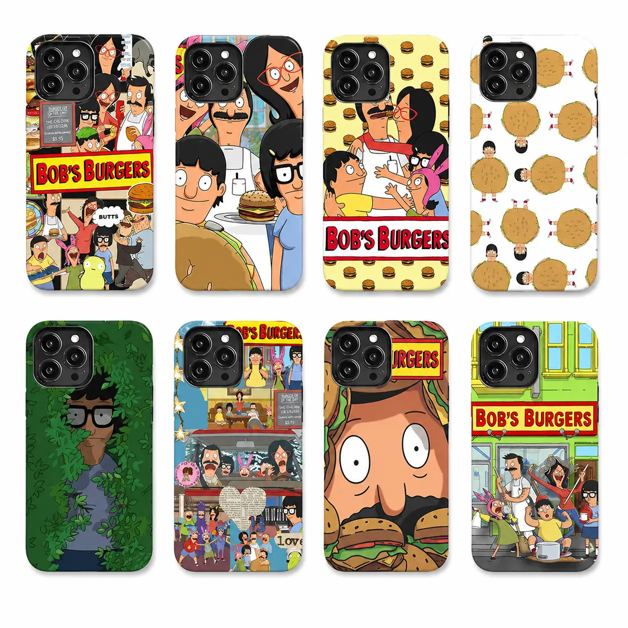 Bob’s Burgers Cartoon Family Collage Phone Cover, Funny Burger TV Show Aesthetic, Cute Animated Character Gift, Food Lover Collection
