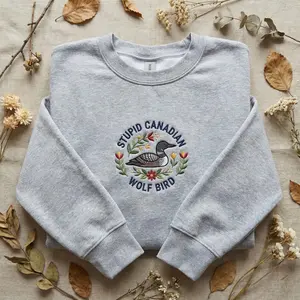 Embroidered Heated Rivalry Sweatshirt, Stupid Canadian Wolf Bird, Team Hollanov Hockey Romance LGBT Gift