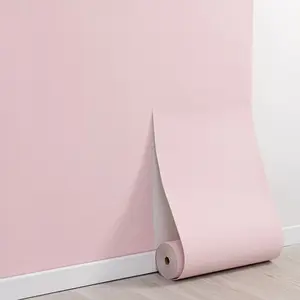 A roll of blush pink flaxen texture peel and stick wallpaper, Decorative wallpaper, self-adhesive wallpaper with a 3D fabric look, suitable for living, bedroom decoration, easy to install and removable waterproof DIY wallpaper for home renovation