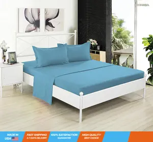 Twin Extra Long Light Blue Fitted Sheet Only - Soft & Comfy 100% Pure Natural Cotton - Deep Pockets (Twin XL, Light Blue)