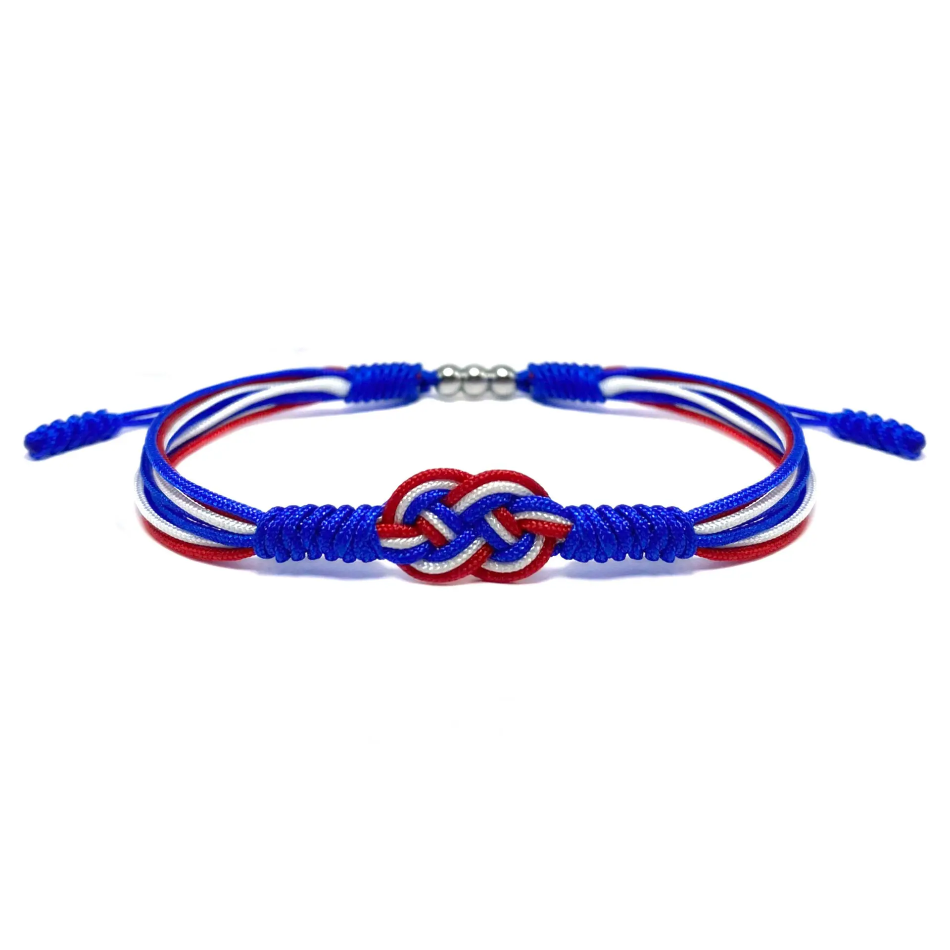 Unisex Surf Bracelet Silver Beads Infinity Symbol Red Yellow Blue Rope Braided Palestinian Infinity Rope Bracelet
