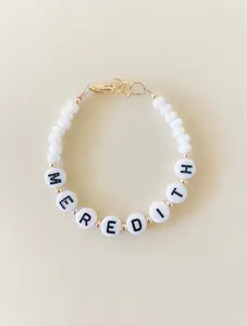 Gold-Filled Black and White Name Bracelet – Minimal, Waterproof & Handmade in the USA