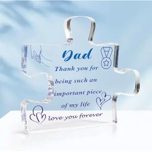 Gifts for Dad Gifts from Daughter Son, Acrylic Plaque Father Birthday Gift Ideas Dad Gift for Daddy Father in Law for Best Daddy Christmas Fathers Day Home Desktop Decorations Puzzle Ornaments