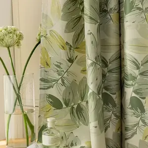 1pc Eco-Friendly Plant Print Drapes, Home Decoration Curtain, Natural & Leaf Design, Perfect for Living Room & Bedroom, Fresh Nature Vibes
