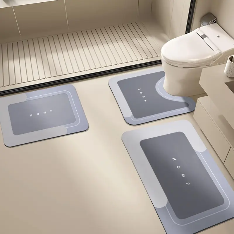 Bathroom Mat, 3 Counts/set Non-slip Bathroom Mat, Super Absorbent Diatomite Mat, Water Absorbent Bathroom Rug, Household Floor Mat for Bathroom, Kitchen, Laundry Room, Bathroom Drying Doormat, Absorbent Bath Mats