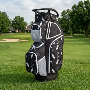 [New In]Golf Cart Bag 004 with 15-Way Silent Organizer Dividers & Full-Length Club Protection – Large Capacity Cooler Holds 15+ Drinks, Waterproof Pocket, Space-Saving Cart Strap, Ergonomic Breathable Shoulder Strap, Coastal Design