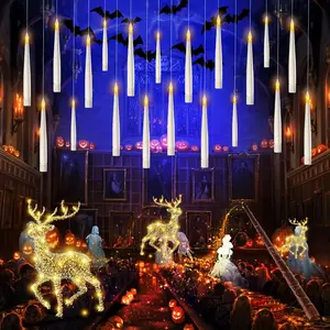 Harry Potter Floating Candles Party Decoration, Flameless LED Candles Lighting Set with  Magical  Wand Remote, Hanging Battery Operated Electric Led Chandelier, Gift for Christmas, Halloween, Wedding, Birthday Party, Home and Church Decor Ornaments