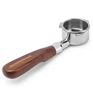 CrossCreek 54mm Espresso Bottomless Portafilter with 3 Ear | Fits 54mm Breville Bambino/Barista/Infuser BES450, BES500, BES880, BES810BSS, BES860XL, BES870XL, BES878 Walnut Handle Eepresso Accessories