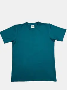 Unisex Stretch Cotton Spandex T-Shirt Soft Breathable Fitted Everyday Essential Tee in Teal Color