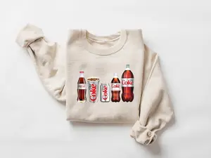 Funny Soda Graphic Sweatshirt, Women Drink Lover Aesthetic, Cozy Lounge Wear