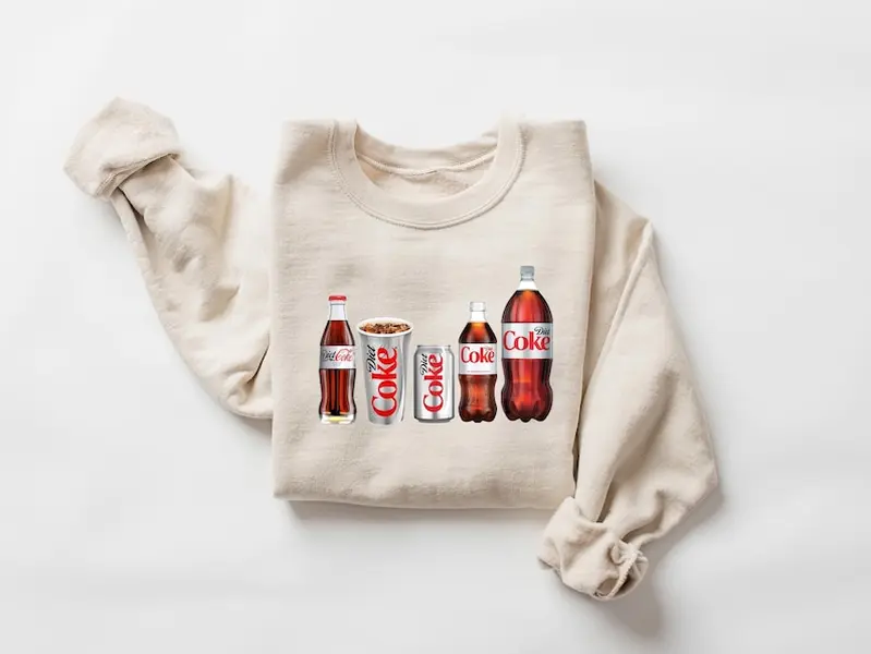 Funny Soda Graphic Sweatshirt, Women Drink Lover Aesthetic, Cozy Lounge Wear