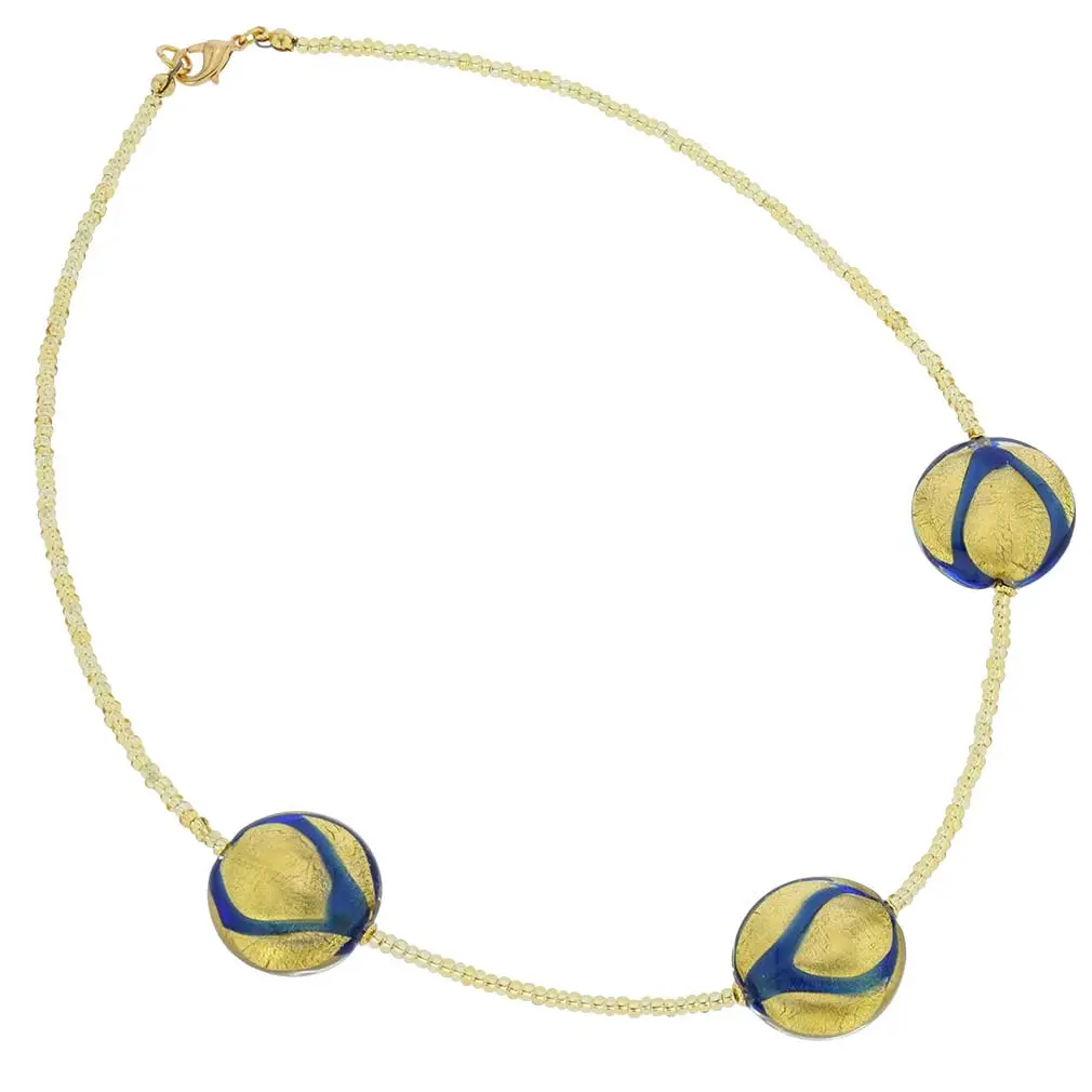 Glass Of Venice Murano Glass Royal Blue Circles Necklace