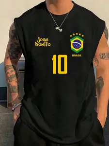 🇧🇷✨Brazil #10 "Joga Bonito" Casual Fitted Muscle Tank Top | Brasil Soccer Pride Sleeveless Shirt for Men