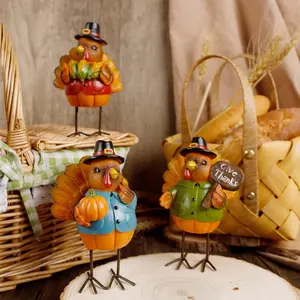 FORUP Thanksgiving Turkey Tabletop Centerpiece Decor – Set of 3 Resin Turkey Friends | Fall Harvest Table Decorations for Home, Thanksgiving & Halloween