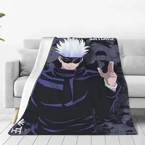 Jujutsu Kaisen Funny Gojo Satoru Throw Blanket Super Soft Blankets Decor Flannel Blankets For Bed Sofa Cozy, Fuzzy And Lightweight