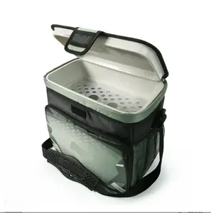 Zipperless 16 Cans Soft Sided Cooler with Hard Liner, Green