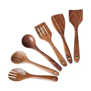 6-Piece Wooden Spoon Set Kitchen Utensils, Odorless High-Temperature Resistant Cooking Tools, Ideal for Home Hotel Restaurant Use