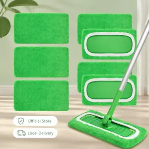 10 Pack Reusable Microfiber Mop Pads Replacement Compatible with Swiffer Sweeper, Machine Washable Mop Pads Refills for Wet & Dry Floor Cleaning, Mopping Cloths Fits Hardwood, Marble, Tile & Laminate