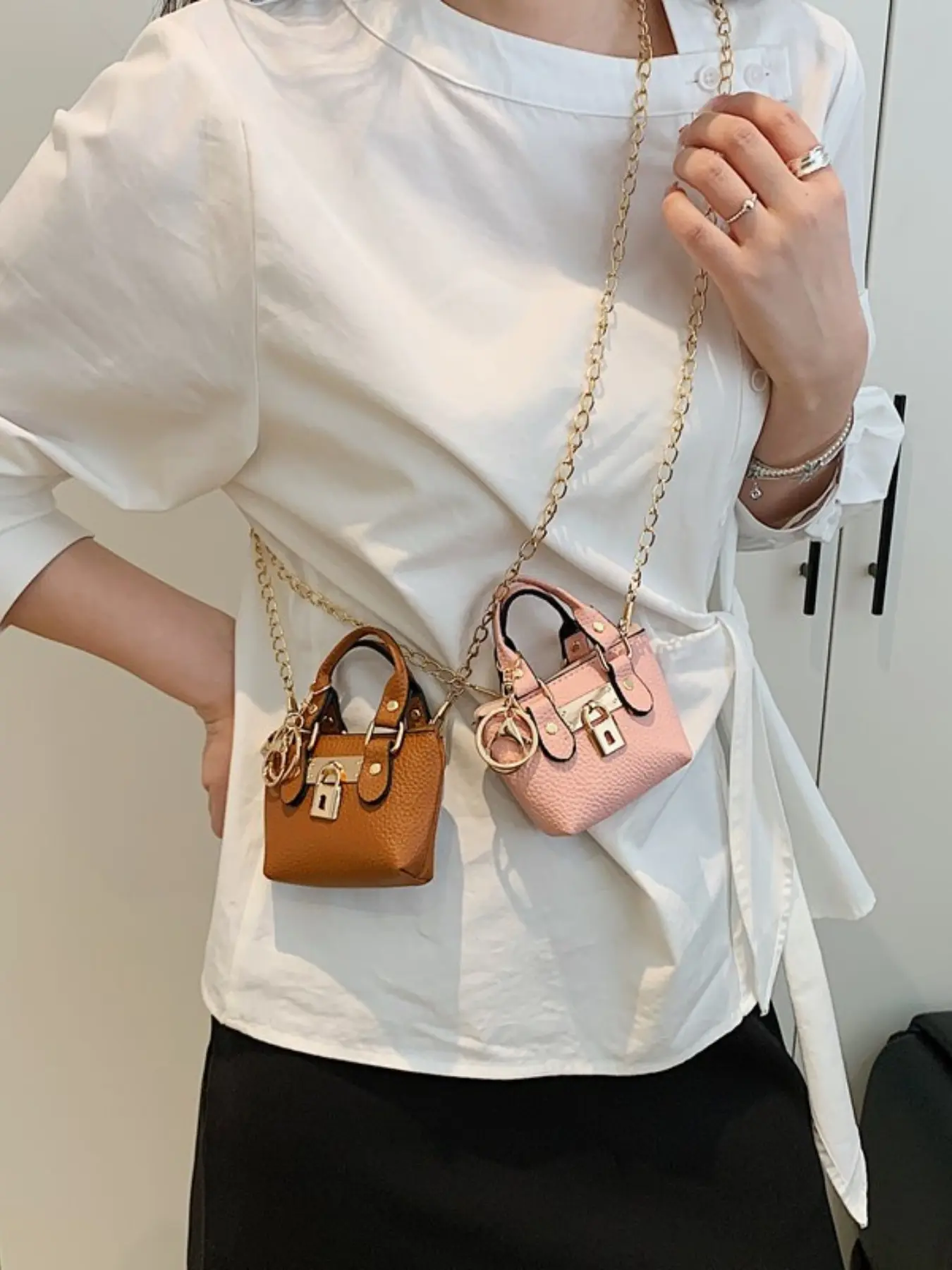 New Mini Handbag, Lock Decorative Small Coin Purse, Fashion Chain Crossbody Bag, Compact Size for Lipstick, Keys, Earphones, Bus Card, Coins, Fashion Crossbody Bags, Crossbody Shoulder Purse