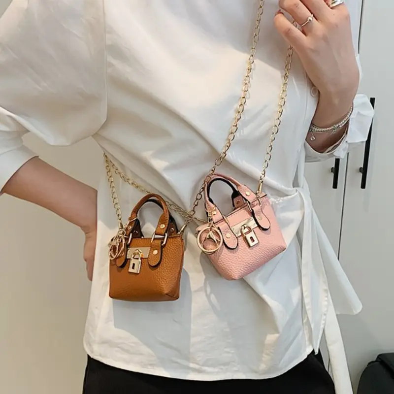 New Mini Handbag, Lock Decorative Small Coin Purse, Fashion Chain Crossbody Bag, Compact Size for Lipstick, Keys, Earphones, Bus Card, Coins, Fashion Crossbody Bags, Crossbody Shoulder Purse, Crossbody With Chain