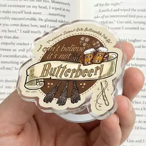 Magnetic Phone Grip Funny Wizard Drink Parody Kindleholder – Butterscotch Ale & Brooms Art, Magic Brew Magneticphonegrips, Fantasy Bookish Gift for Potterhead