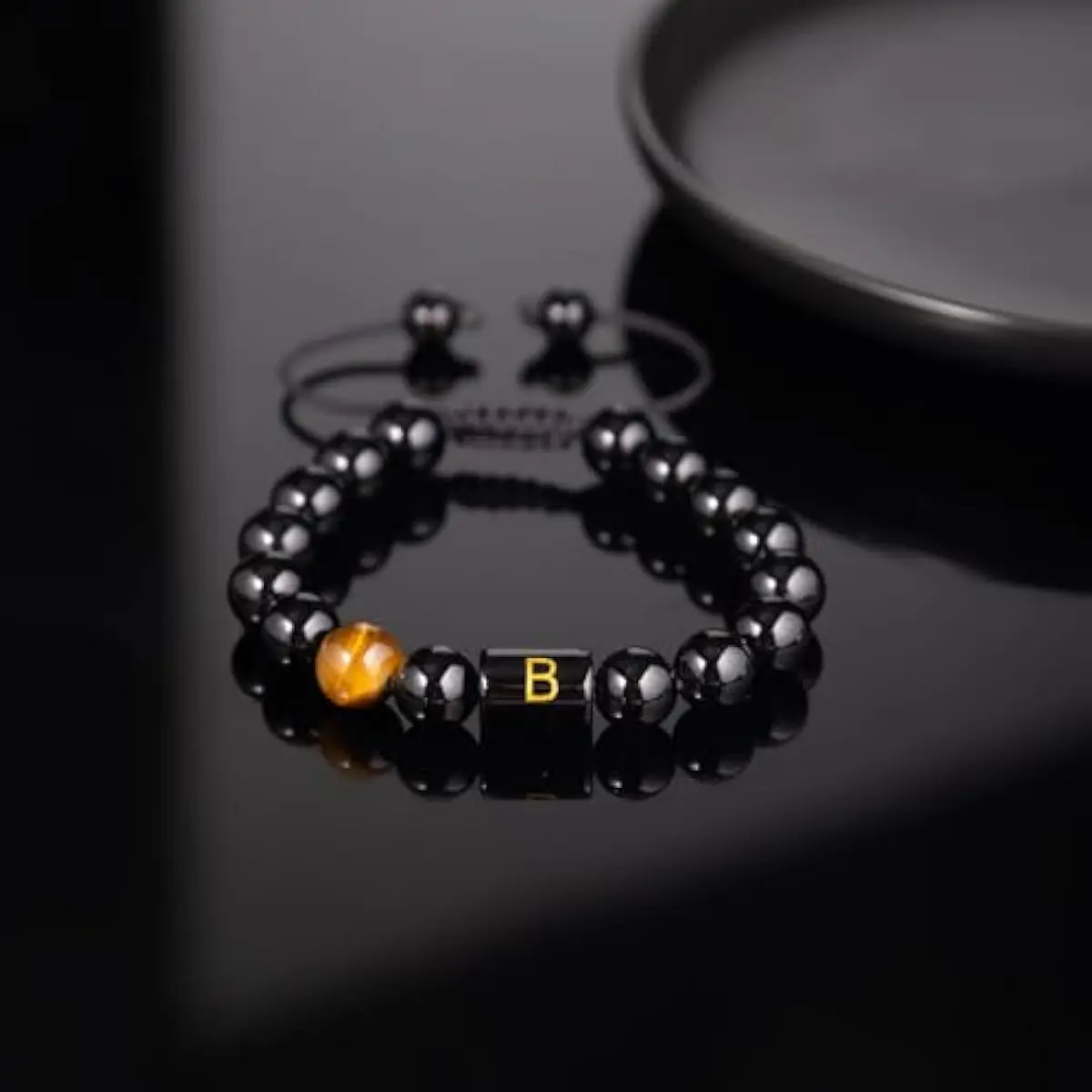 Initials Bracelets for Men Letter Link Handmade Natural Black Onyx Tiger Eye Stone Beads Braided Rope Meaningful Bracelet Initials Bracelets for Men Letter Link Handmade Natural Black Onyx Tiger Eye Stone Beads Braided Rope Meaningful Bracelet