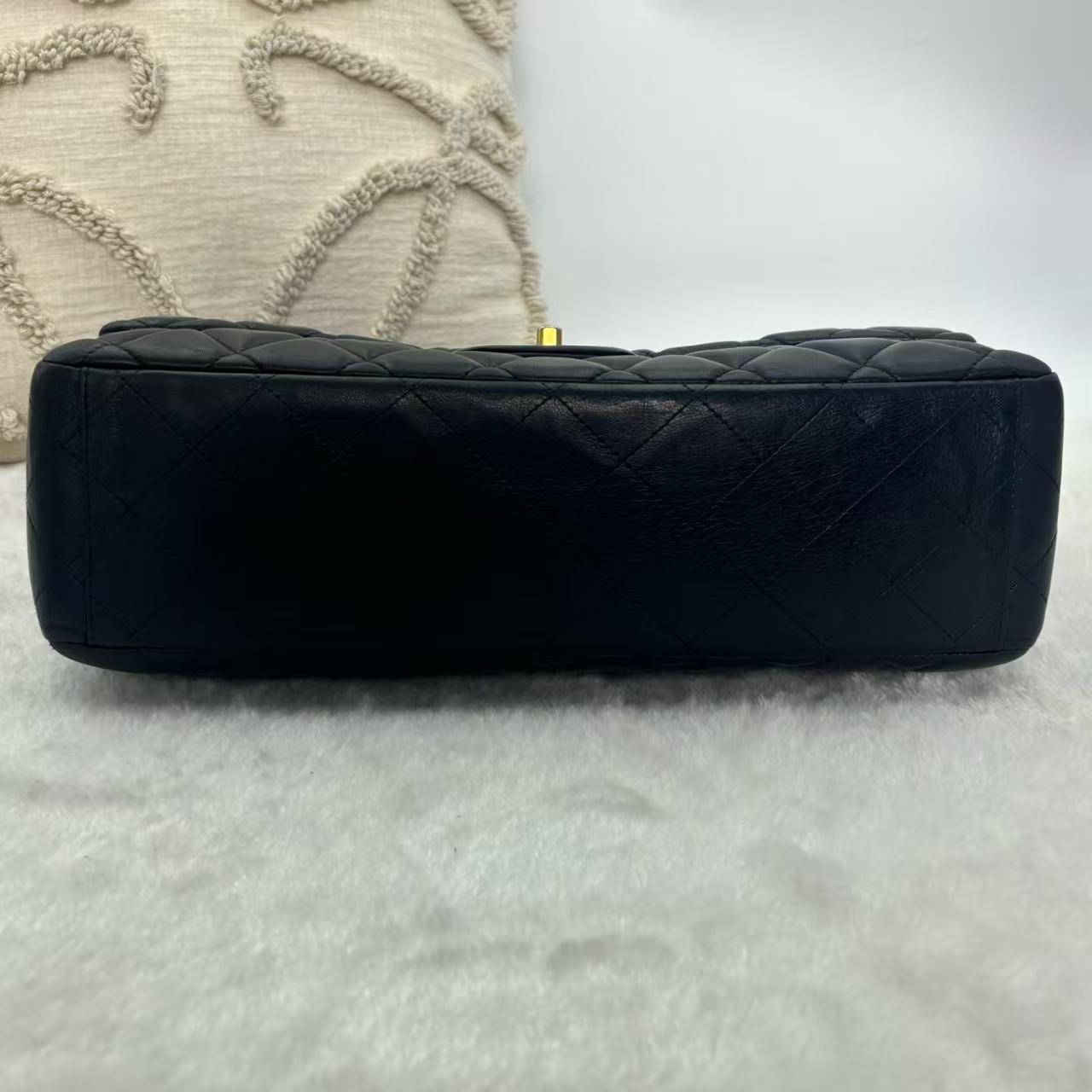 Pre-owned CHANEL Classic Flap | Black Lambskin Gold Hardware, Maxi Size|19373135