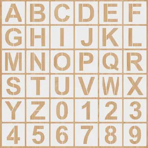 5 Inch Large Alphabet Letter Number Stencils, 36 PCS Alphabet Reusable Plastic Templates for Painting on Wood, Drawing Letter Art Craft Stencils Set for Paper Wall Fabric Chalkboard DIY Art Projects