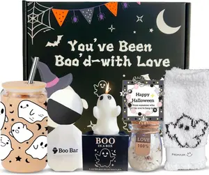 Valentine Day Gift  Boo Basket Gift for Women, 7 Spooky Gift Set Including Glass Cup, Ghost Gifts for Friends Teen Girls