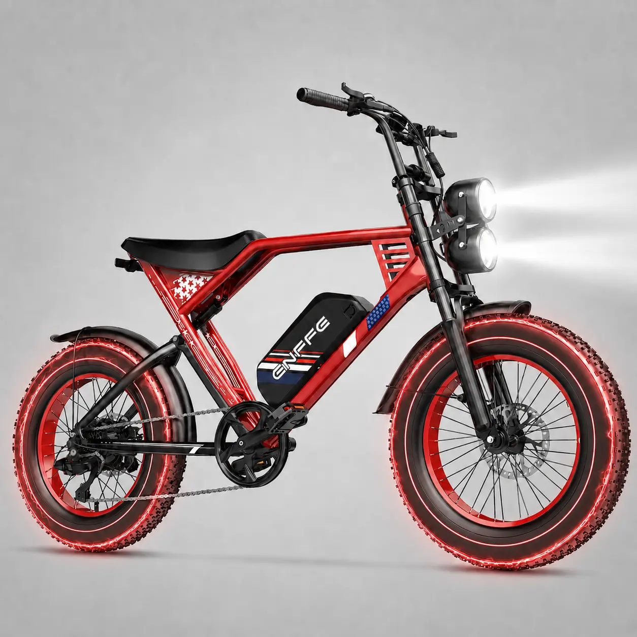 Adult All-Terrain Electric Bike, 32 MPH Top Speed, 1500W Peak Power, 48V 22.5Ah Removable Battery, Up to 80 Mi Range with Pedal Assist, 20"x4.0" Fat Tires, Full Suspension, Color LCD Display, 7-Speed System