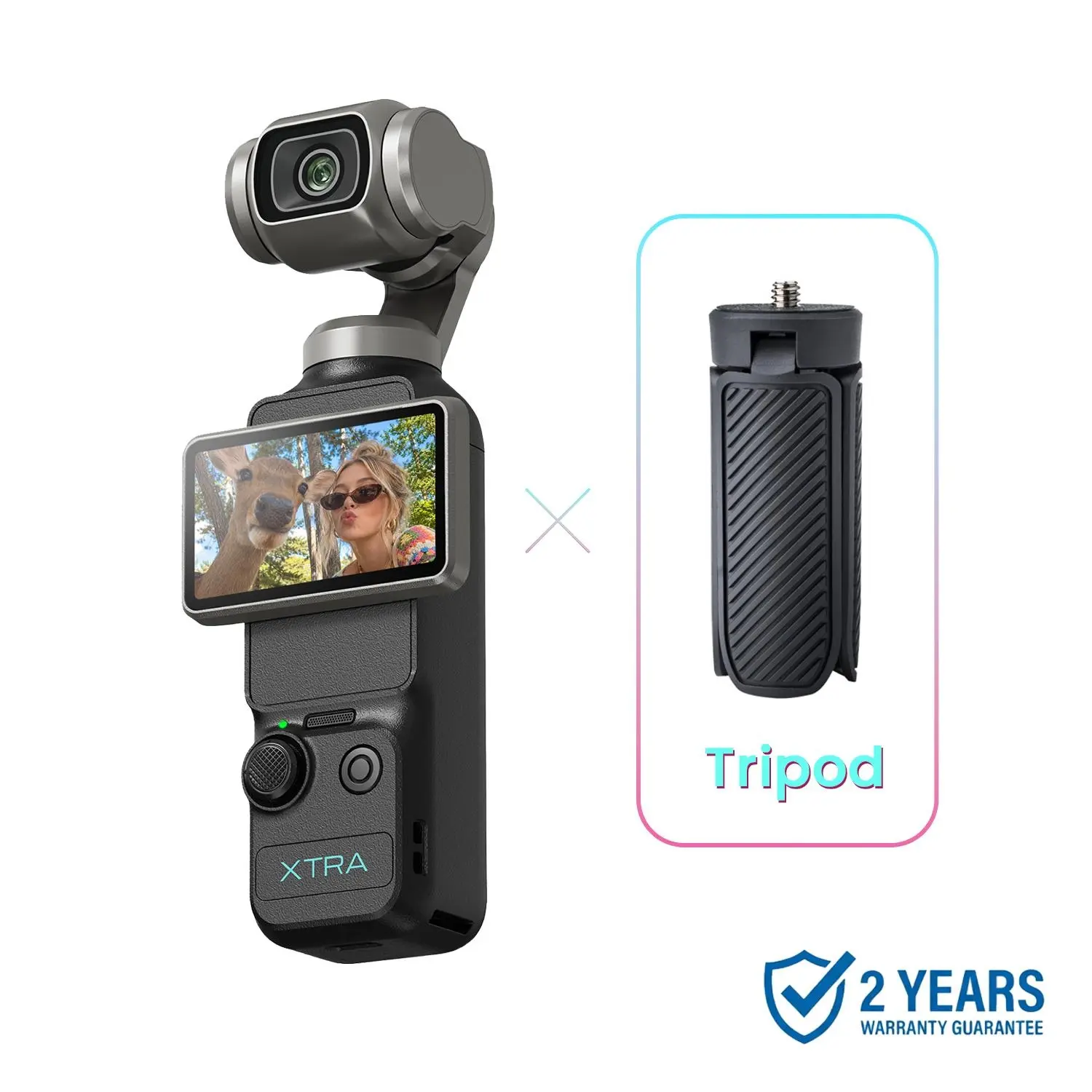 Xtra Muse Digital Vlogging Camera, 1'' CMOS Sensor, 4K/120fps Videos, 3-Axis Gimbal Stabilizer, Fast Focusing, Face/Object Tracking, Portable Handycam Camcorder, Digital Camera