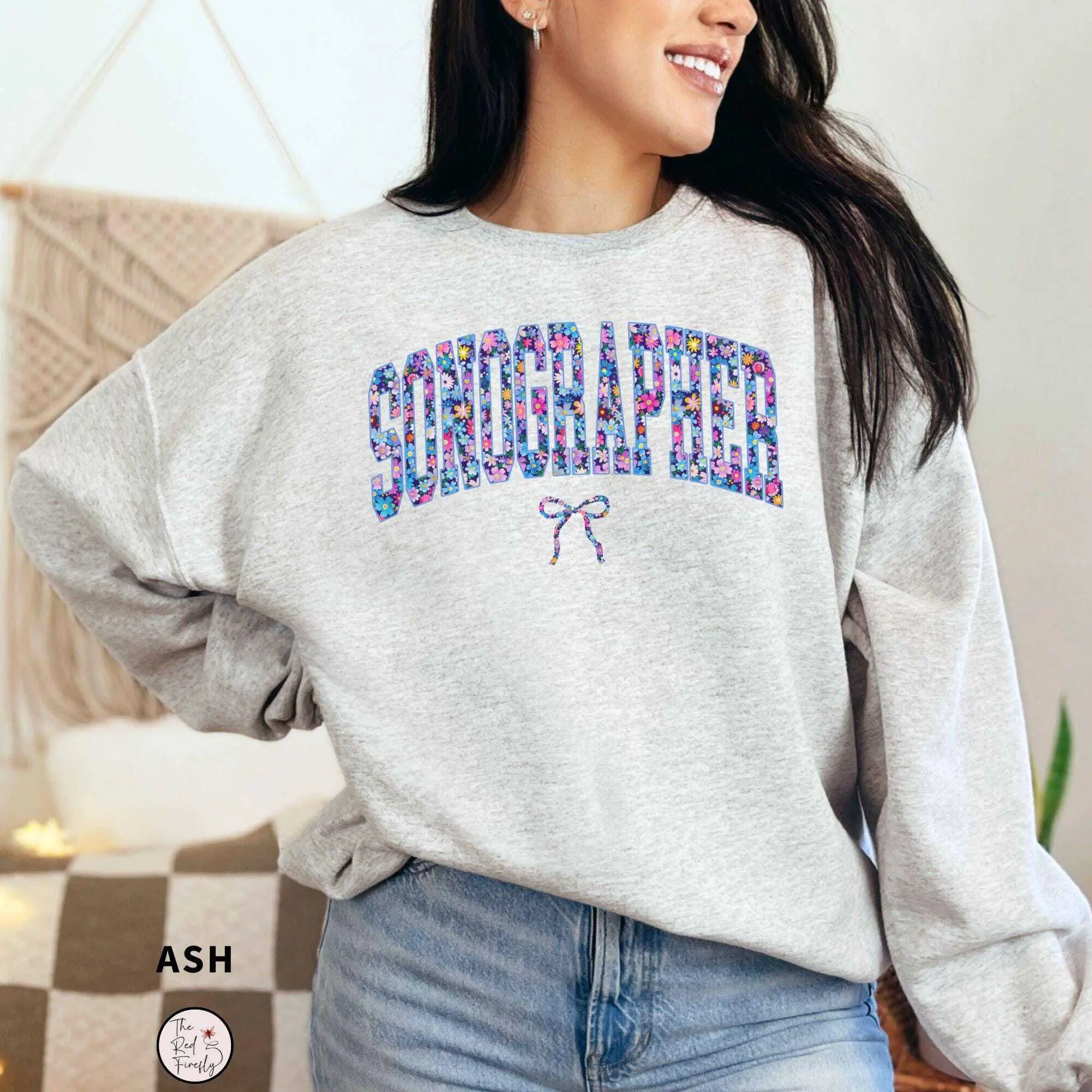 Floral Sonographer Sweatshirt, Ultrasound Tech Gifts, Female Sonography Student Shirt for Graduation