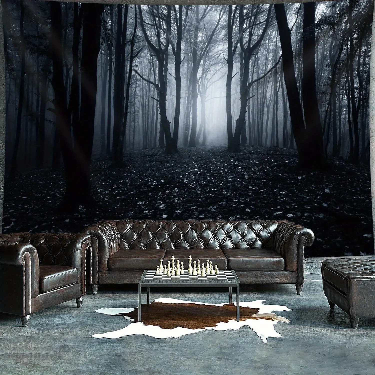 2D Flat, [2D Flat Printing]1pcs Ultra Large Size Forest Dark Dense Fog High-Definition Print Tapestry -Polyester Wall Decoration Tapestry Birthday Gift Party Decoration Suitable Living Room Bedroom Office Hostel with Free Hanging Clips, 2D Flat