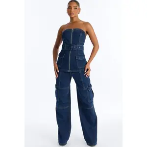 Kenny Denim Strapless Pant Set - Denim U