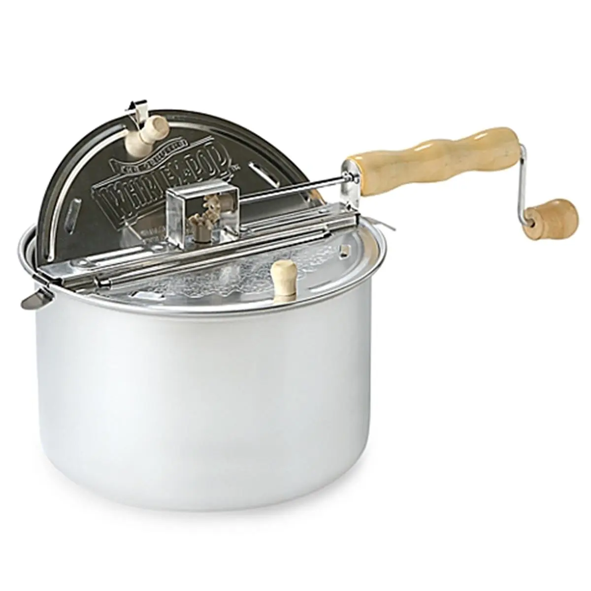 Wabash Valley Farms 24004DS Popcorn Machine - 212 MAIN Kitchen Aluminium Pan Lid Machine with Metal Gear Whirley-Maker & Patented Stirring Mechanism