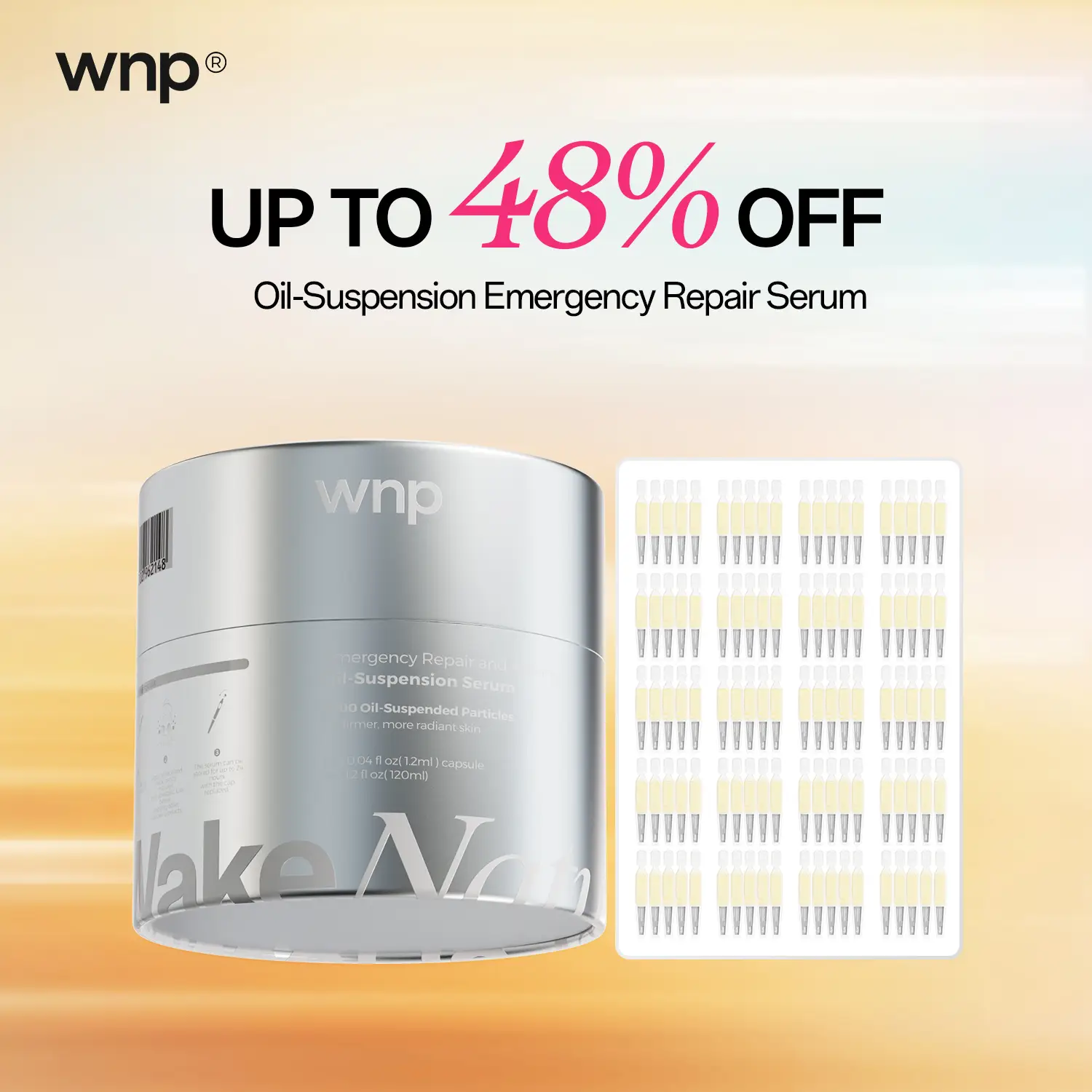 [WNP Official] WNP Emergency Repair Oil-Suspension Serum 1.2ml*100- 3% Squalane, Vegan & Paraben-Free, For All Skin Types, Fast Repair & Sensitive Ski