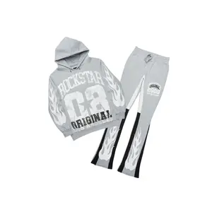 Edel Grey/White Hoodie/Stacked Flare Pant Set