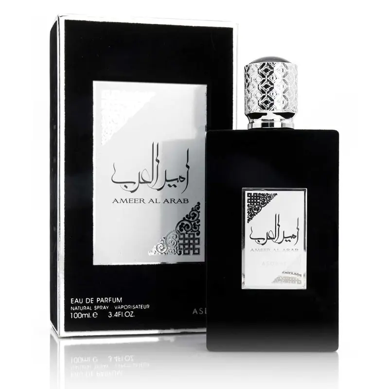 Lattafa Ameer Al Arab Men's EDP Spray - 3.4oz (100ml) Premium Arabian Pork-Free Ultra-Luxe Fragrance, Long Lasting, Amber Vanilla, Oud, Sandalwood, Jasmine, Roses, Zesty Traditional Scent, Fragrance That Starts With A, Guys Gift, Long Lasting Fragrance