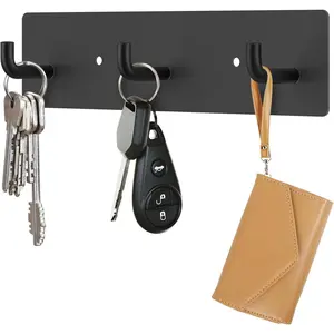 1 Set Small Metal Self Adhesive Key Rack with 3 Hooks,Key Holder Wall Mount,Key Rack Organizer for Doorway Entryway Hallway Camper,Christmas Party Gifts,Hand Tools Kits