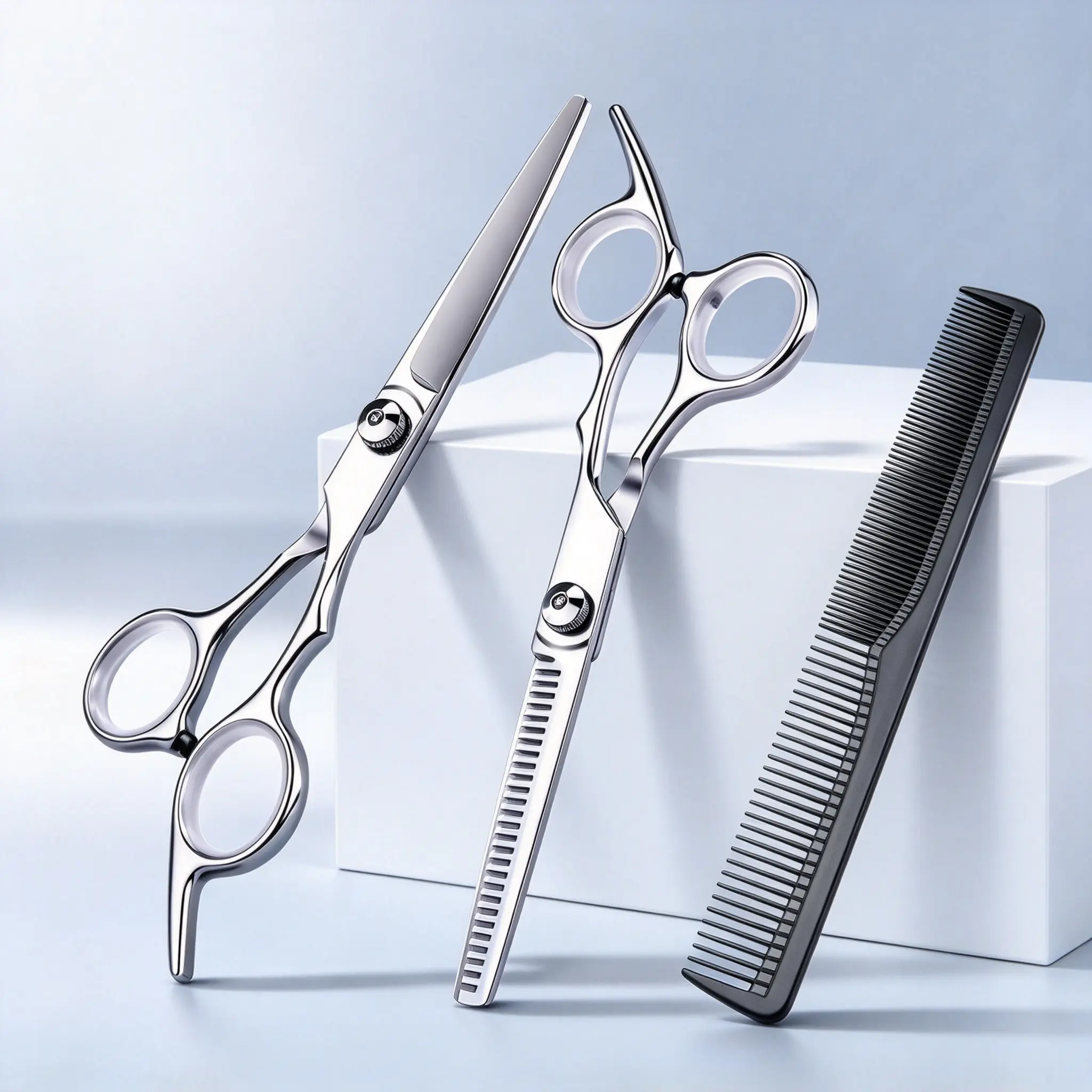 Hair Scissors And Comb Set,Smooth Cutting Without Pulling Or Snagging Hair,Dual Density Teeth Comb For Sectioning And Styling,Portable Home Hair Cutting Set,Ideal For Bangs,Hair Ends And Thinning Hair