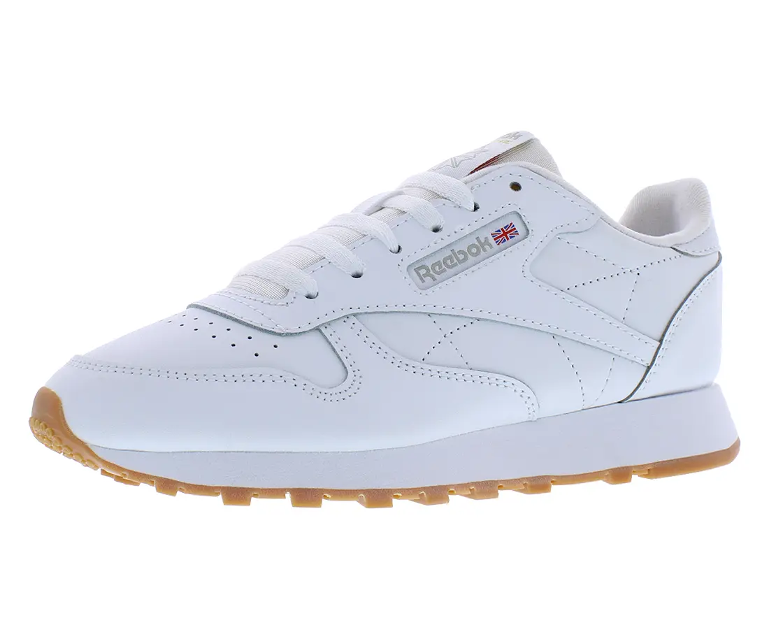 Reebok Girls' Classic Leather Sneaker, Solid White Lace-up Athletic Shoe for Kids & Juniors for School and Everyday Wear, Classic Sneaker, Kids/Junior, Laces, Round Toe, Casual Kid's Sneakers