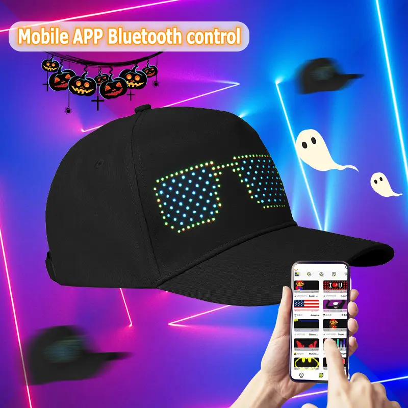 YOYOWAY Smart Customizable LED Baseball Cap - Bluetooth Sync App-Controlled Rolling Display, Detachable Screen, Custom Gif & Text, Breathable Fabric, Baseball Cap Adjustable, High-Quality Materials, Versatile Use, Customizable Led Hat