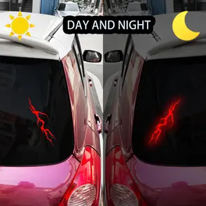 1PC ool Day-Night Color-Changing-Style Red Lightning Logo Decor Sticker For car windows, personalized trendy backpacks, dynamic trend cultural items, with the core element of day-night color-changing red lightning image