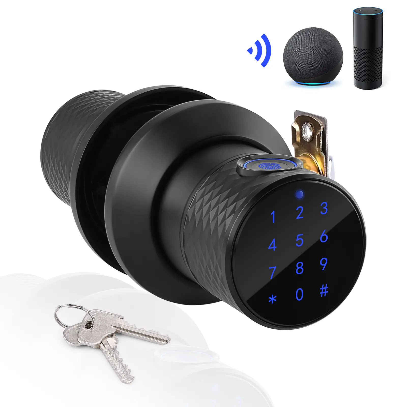 FITNATE Keyless Smart Fingerprint Lock Bluetooth Digital Code Door Deadbolt Lock with Keypad,Work with Echo, Security Guard for Home, Hotel, Office