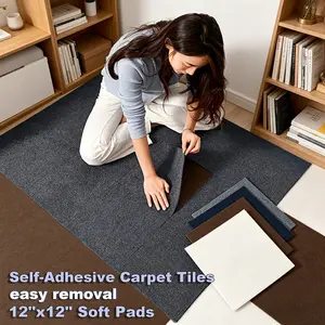 30 or 60 pcs/ self-adhesive carpet floor tiles 12"x12" grey soft cushion, silent floor tile, suitable for bedrooms, living rooms, offices, etc., Easy installation, for easy removal