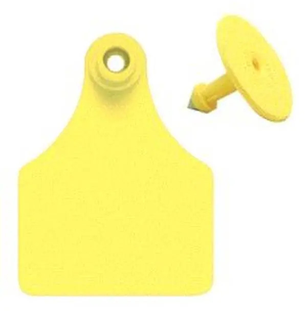 Allflex Large Yellow Laser-Ink Numbered Metal Ear Tags with Self-Piercing Tip & Superior Retention for Female Farm Animals, 26-50 Count Plastic Ear Tags - GLF050/GSMY, Numbered 26-50