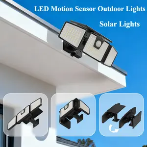 Solar Outdoor Lights, 2-Pack Black Waterproof 3-Head Solar-Powered Security Flood Lights with 156 LEDs, 3000 LM Motion Sensor Spotlights for Patio, Garage,summervibes