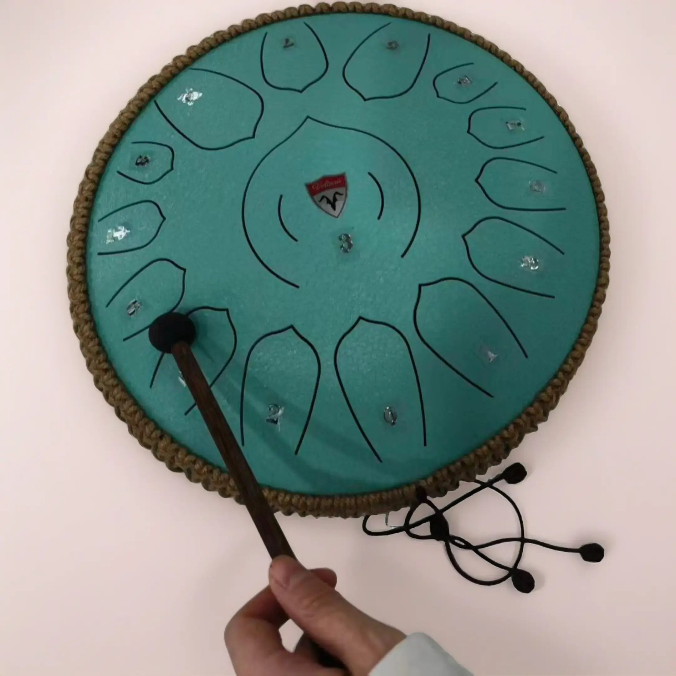 15-Notes Lake Blue Lotus Steel Tongue Drum Complete Kit, C Key Handpan Drum for Enthusiasts with Meditation Therapeutic Benefits